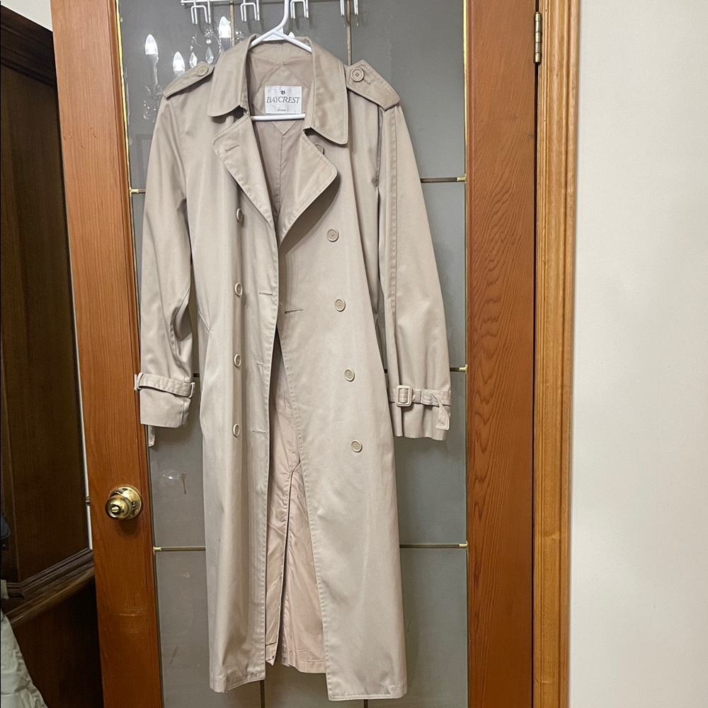 Crest Beige Double-Breasted Trench Coat